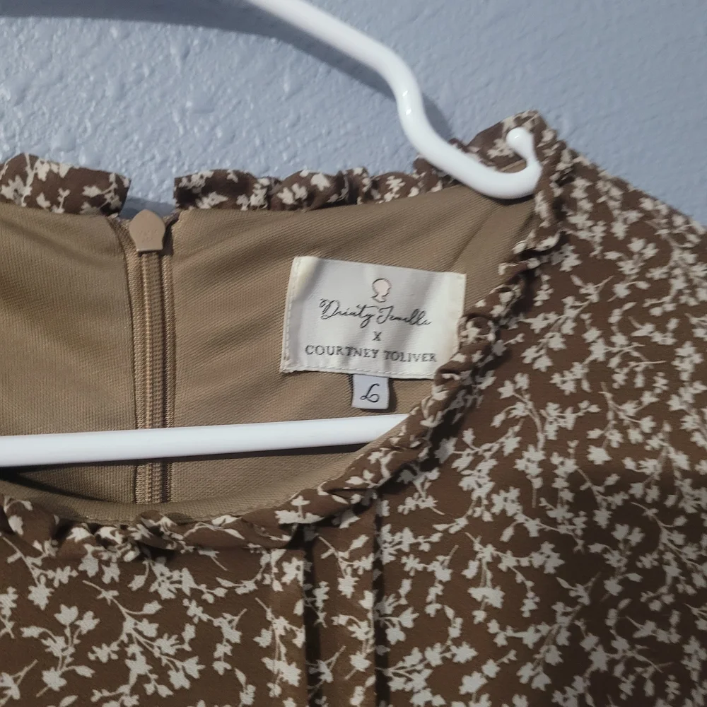 Dainty Jewells Brown Patterned Long Sleeve Dress - Picture 3 of 3